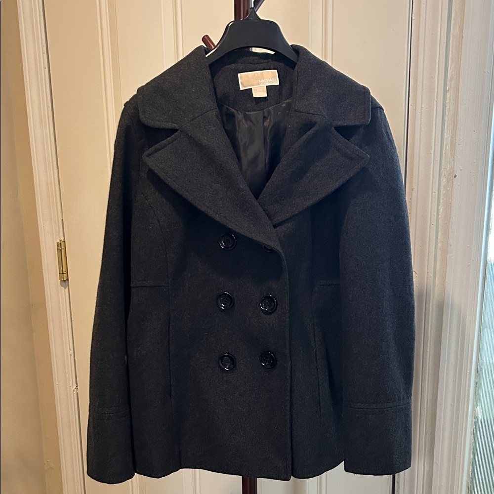Michael Kors Women's Double-Breasted Dark Gray Coat XL